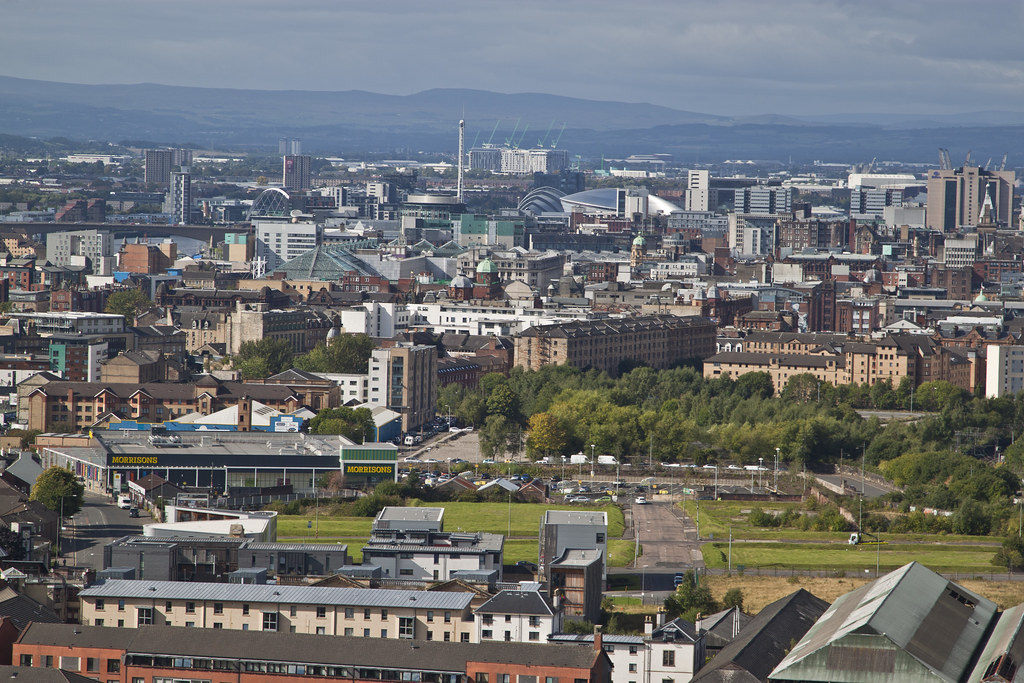 Glasgow cityscape showing a mix of building types
